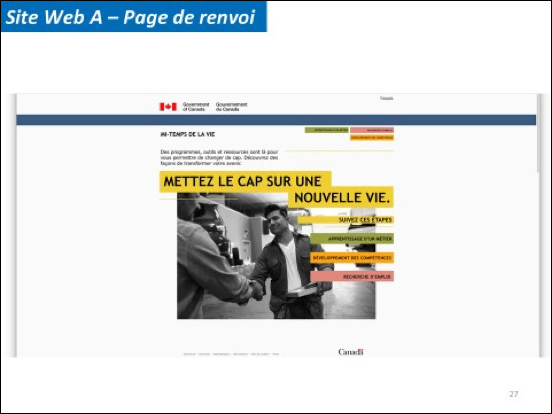 Site Web A – page de renvoi