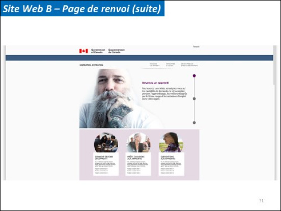Site Web B – Page de renvoi (suite)