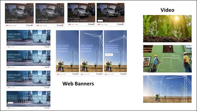 Slide 14: We see all images from the three web banners and three images from the video for concept A.