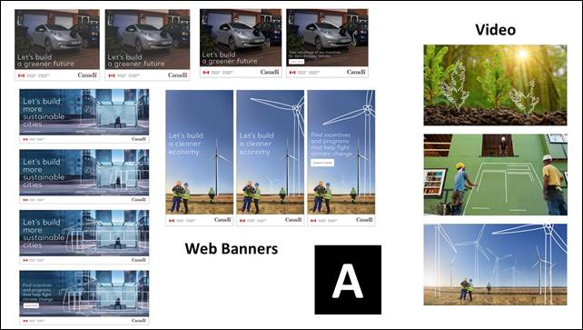 Slide 30: We see all images from the three web banners and three images from the video for concept A.