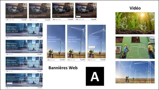 Diapositive 30  : Nous voyons toutes les images des trois bannires web et trois images de la vido pour le concept A.