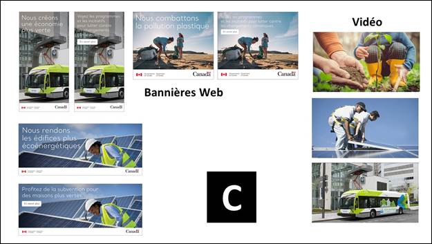 Diapositive 32  : Nous voyons toutes les images des trois bannires web et trois images de la vido pour le concept C.