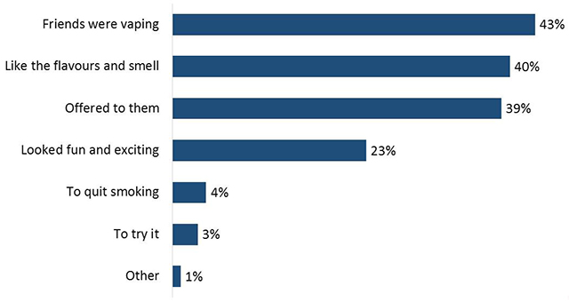 Figure 10: First-Time Users' Reasons for Trying E-Cigarettes