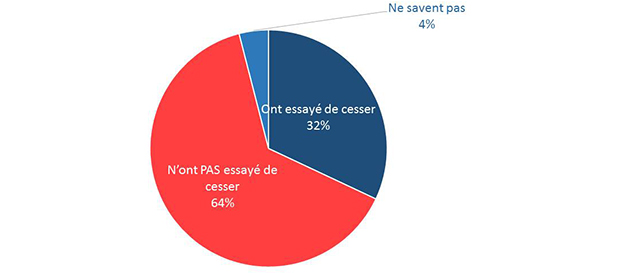 Figure 19 : Cesser les cigarettes électroniques : ont essayé de cesser de les utiliser