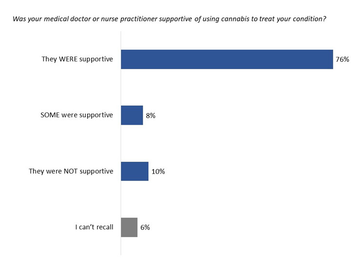 Figure 13: Perceived support received from medical doctor or nurse practitioner. Text version below.