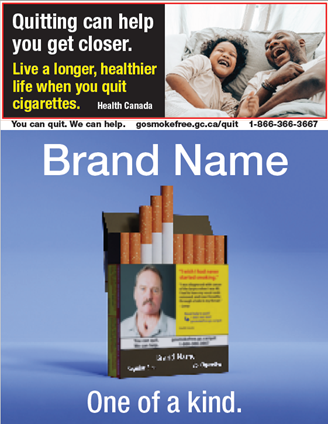 A picture of a cigarette package with the message: Quitting can help you get closer. Live a longer, healthier live when you quit cigarettes.