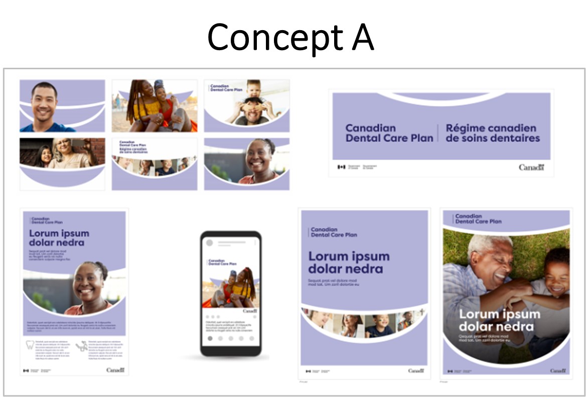 A composite image of all ads for Concept A