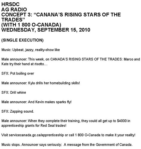 HRSDC AG RADIO   “Canada’s Rising Stars of The Trades”
