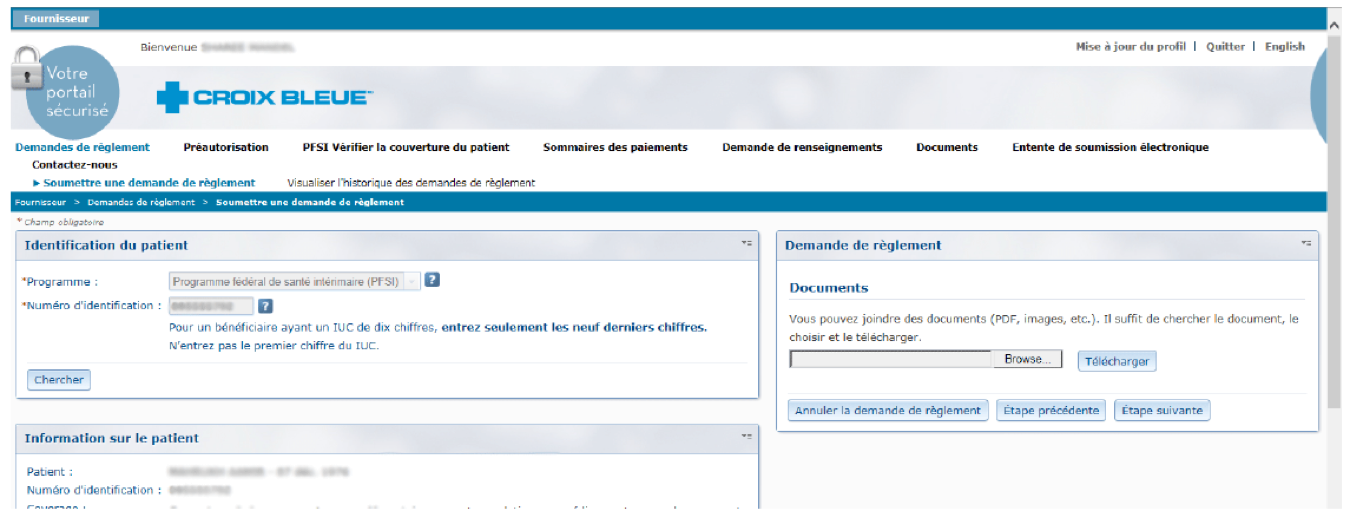 Screenshot 2 of Figure 6 – Submitting a Claim (French). Described above.
