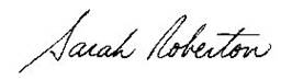 Sarah Roberton signature