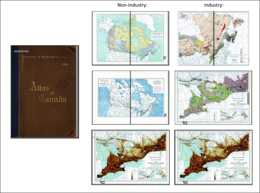 A figure shows the pages from the Atlas of Canada and its cover.