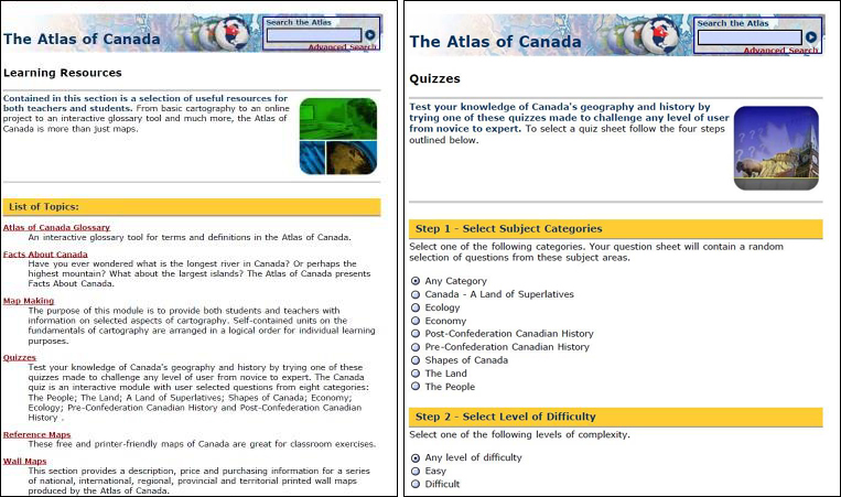 A figure shows two screenshots from the Atlas of Canada website.