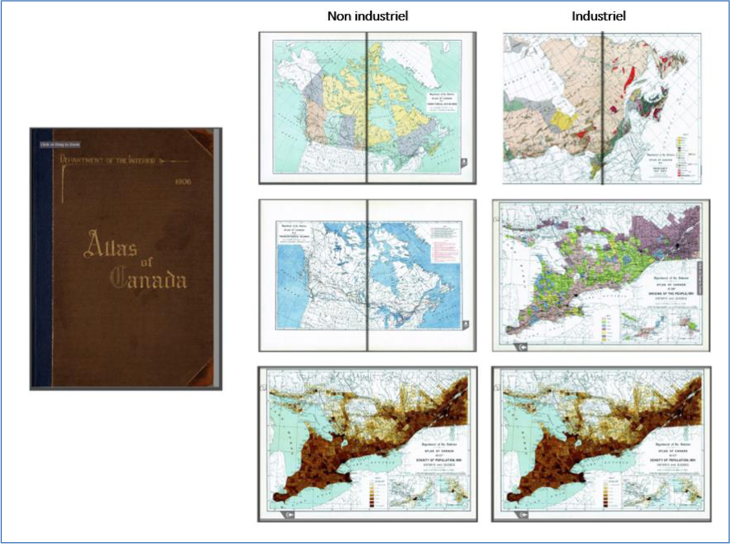 Une figure montre les pages de l'Atlas du Canada et sa couverture.