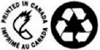 Imprimé au Canada (à gauche) et logo de recyclage (à droite).