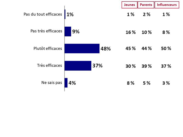 Graphique 17 : Efficacité perçue des programmes destinés aux jeunes pour garder les jeunes à l'écart des gangs. La version textuelle suit.