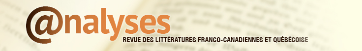 Icone de la revue avec texte Analyses: Revue des littératures franco-canadiennes et québécoise