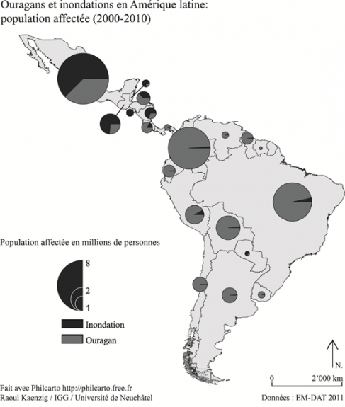 Figure 1 : Carte de la population affectée par les catastrophes naturelles