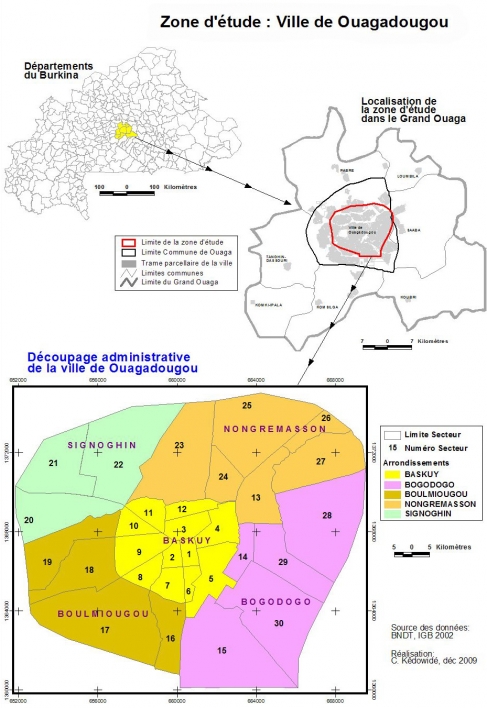 Figure 1. Présentation de la zone d'étude : Ville de Ouagadougou