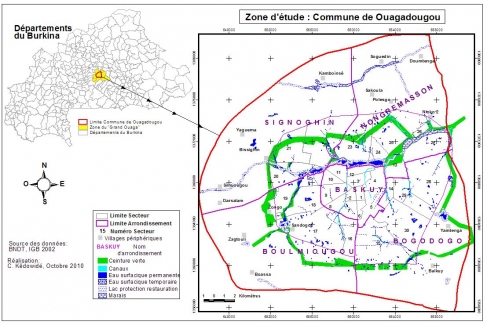 Figure 1. Situation de la zone d’étude : la Commune de Ouagadougou