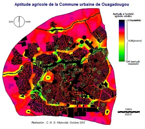 Figure 6. Carte d'aptitude agricole dans l’espace de la Commune de Ouagadougou.