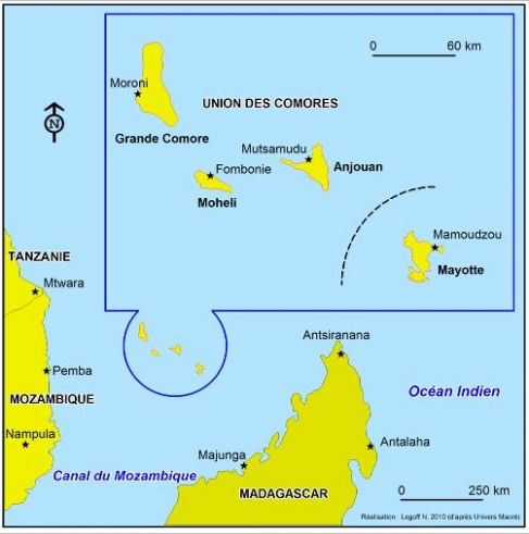 Figure 1. Localisation de l'archipel des Comores