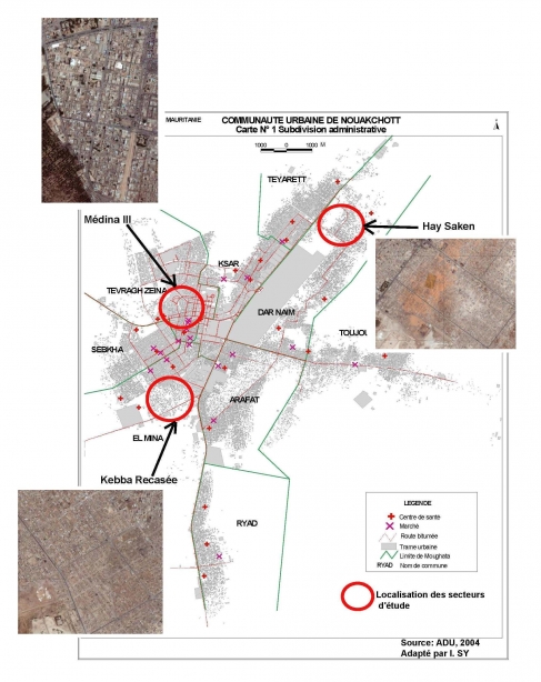 Figure 2. Localisation des lieux d'enquête au sein de la ville de Nouakchott