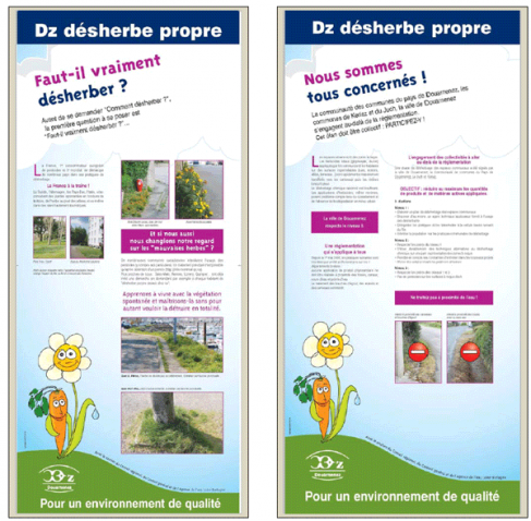 Figure 11. La campagne d’affichage en mairie « DZ désherbe propre » - Exemple de deux panneaux