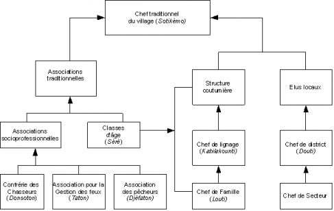 Figure 3. Organigramme des structures traditionnelles associées à la gestion des ressources biologiques du PNHN