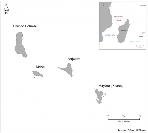 Figure 1. Localisation de l’île d’Anjouan dans l’ensemble de l’archipel des Comores