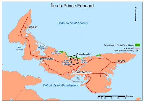 Figure 1. Carte de l'Île du-Prince-Édouard montrant la zone d'étude.