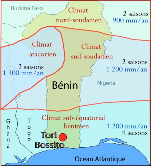 Figure 3. Carte climatique du Bénin – Climate map of Benin