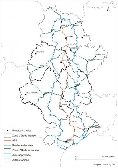 Figure 1. Espaces traversés par l’A75