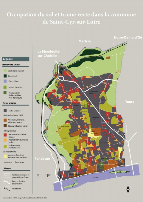 Figure 6. Occupation du sol et trame verte dans la commune de Saint-Cyr-sur-Loire