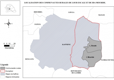 Figure 1. Situation géographique de la zone d’étude (communautés rurales de Lour Escale et de Ida Mouride).