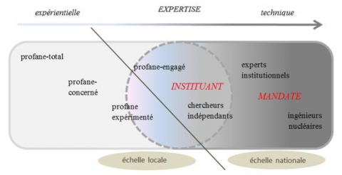 Figure 1. Le continuum de l’expertise entre profanes et experts en fonction du statut et de l’implication.