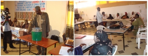 Figure 6. Réunions de consultations à Niamey (gauche) et Tillabery (droite)