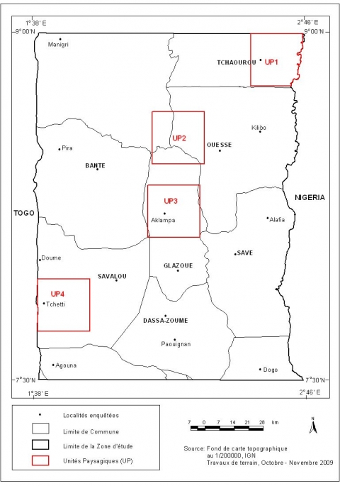 Figure 4. Localisation des unités paysagiques (UP)/ Location of landscape units