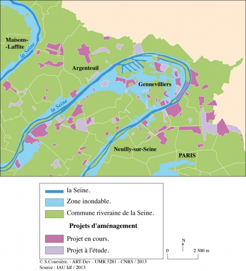 Figure 3. Projets d’aménagement urbain dans le secteur de Gennevilliers en aval immédiat de Paris.