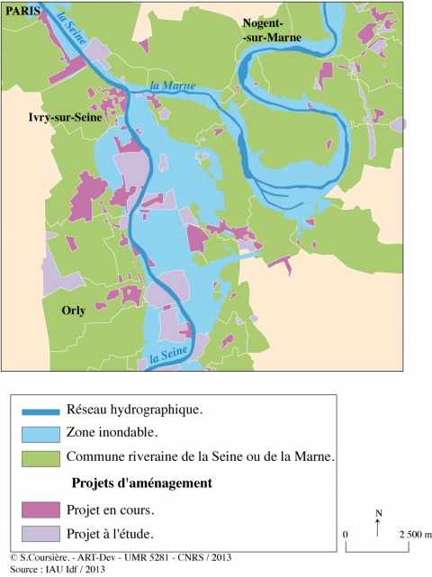 Figure 4. Projets d’aménagement urbain dans le secteur de Vitry-sur-Seine en amont immédiat de Paris.