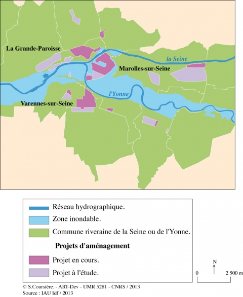 Figure 5. Projets d’aménagement urbain à la confluence de la Seine et de l'Yonnes en amont de Paris.