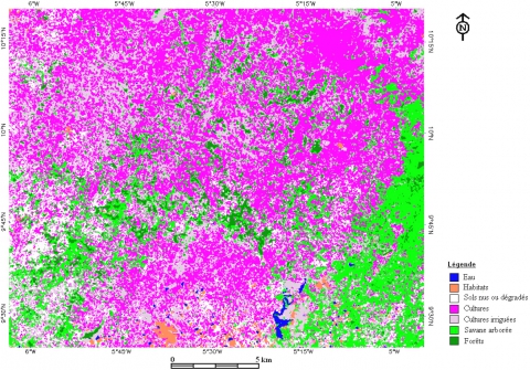 Figure 8. Carte d’occupation du sol de la zone test en 2000 / Land cover map of the test area. in 2000.