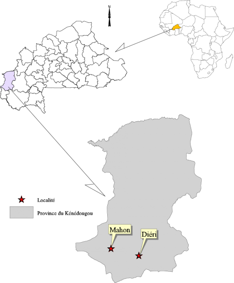 Figure 1. Localisation des sites étudiés