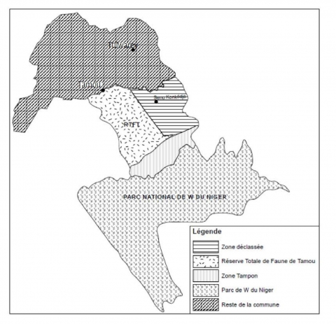 Figure 1. Localisation des terroirs villageois de la commune de Tamou