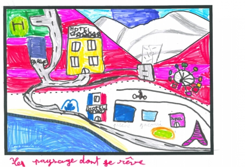Figure 5. Dessin du paysage du futur rêvé réalisé par l'élève A / Drawing of the dreamt future landscape (pupil A).