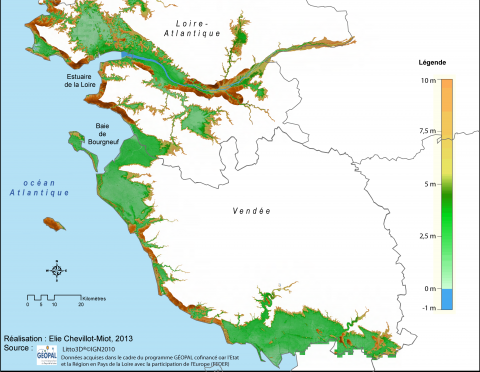 Figure 3. Carte LIDAR du programme Litto-3D de Géopal de la région Pays de la Loire.