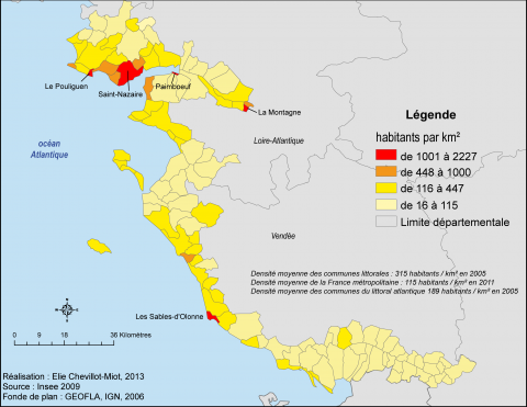 Figure 7. Densité de population en région Pays de la Loire en 2009