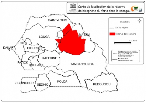Figure 1. Carte de localisation de la réserve de biosphère du Ferlo