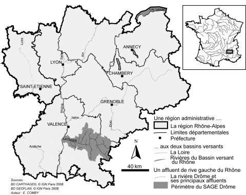 Figure 1. Carte de localisation du bassin versant de la Drôme.