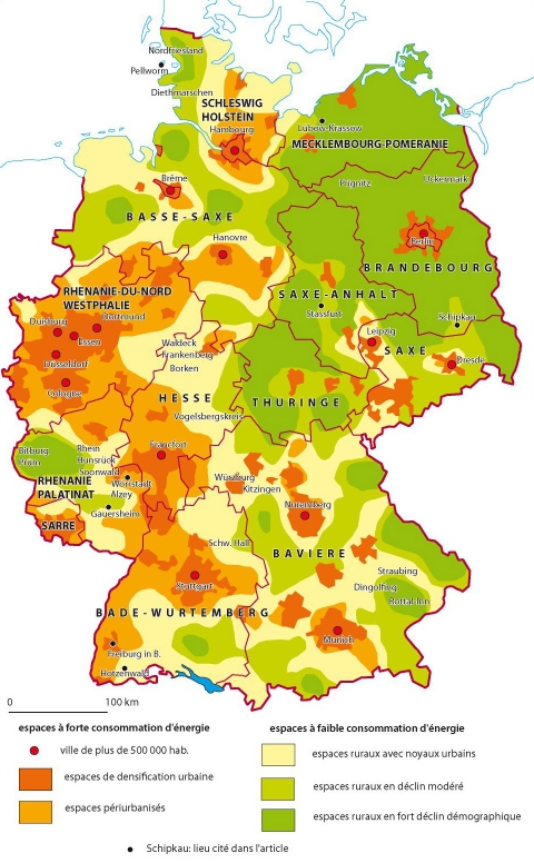 Figure 7. Régions urbaines et rurales en Allemagne.