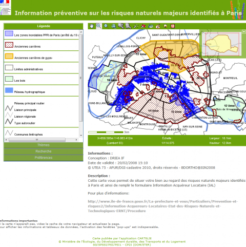 Figure 6. Site Internet présentant des cartes interactives sur les risques naturels majeurs à Paris.